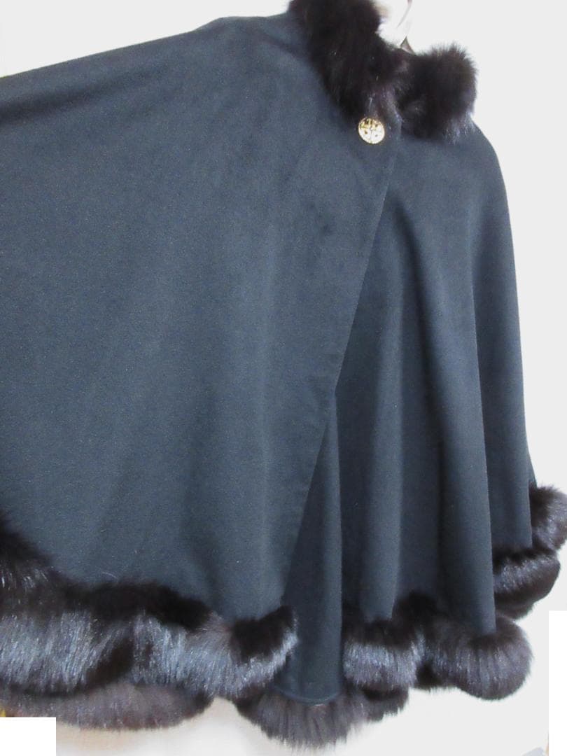 Rozenfur　フォックスファー　カシミヤ100％　ポンチョ ケープコート