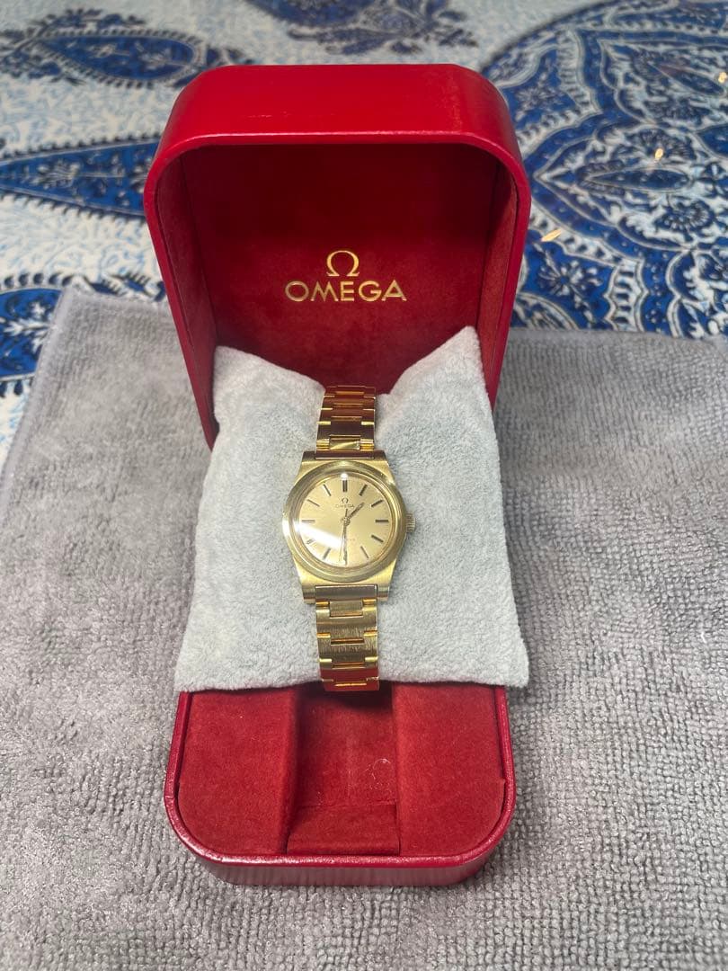 SWISS OMEGA 手巻き　レディース　正確稼働　ほぼ未使用　裏蓋シール　箱