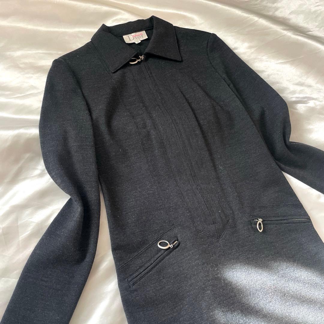 美品　マドモワゼルディオール　Dior ジップデザイン　ニットワンピース　M 黒