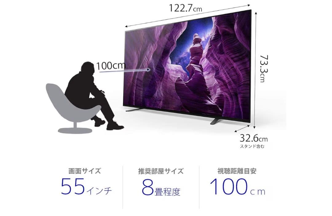 【cat9】21年製 SONYBRAVIA 55V型【KJ-55A8H】