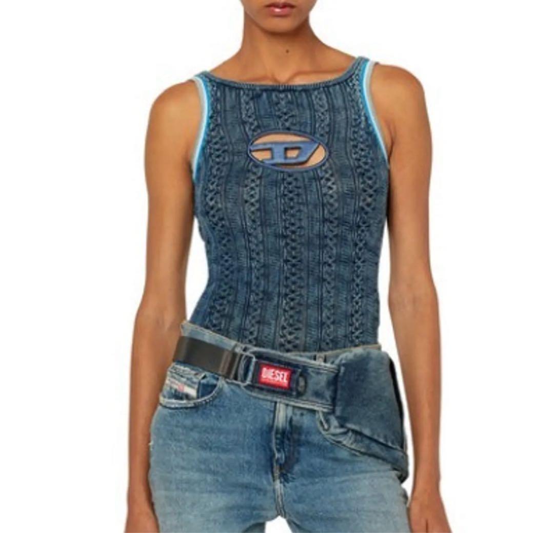 DIESEL ボディースーツ トップス ディーゼル ロゴ タンクトップ