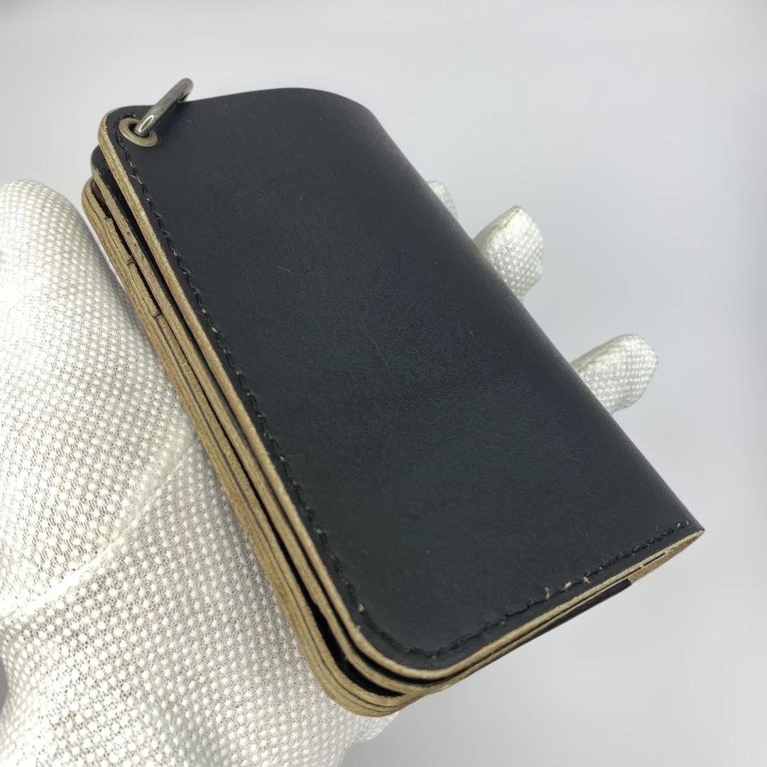 収納たくさんお札折らずに収納できる無骨な手染めミドルトラッカーウォレット BTW