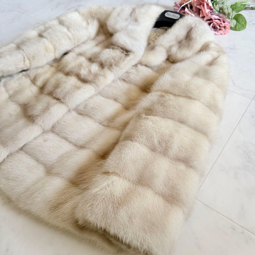 人気デザイン★サファイアミンク クロップド ファーコート 毛皮 横段