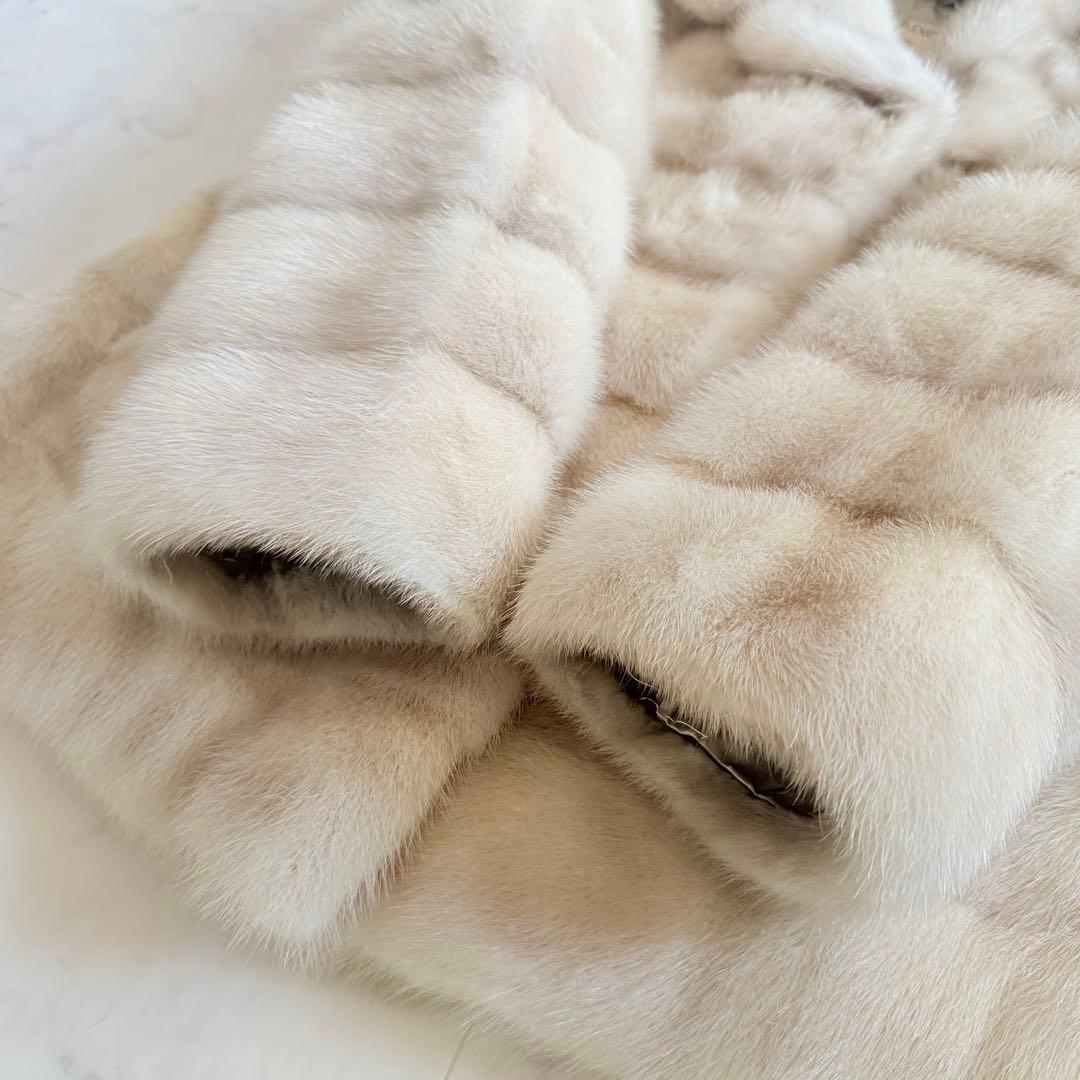 人気デザイン★サファイアミンク クロップド ファーコート 毛皮 横段