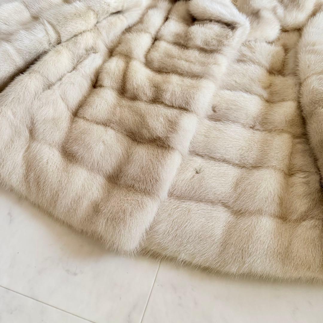 人気デザイン★サファイアミンク クロップド ファーコート 毛皮 横段