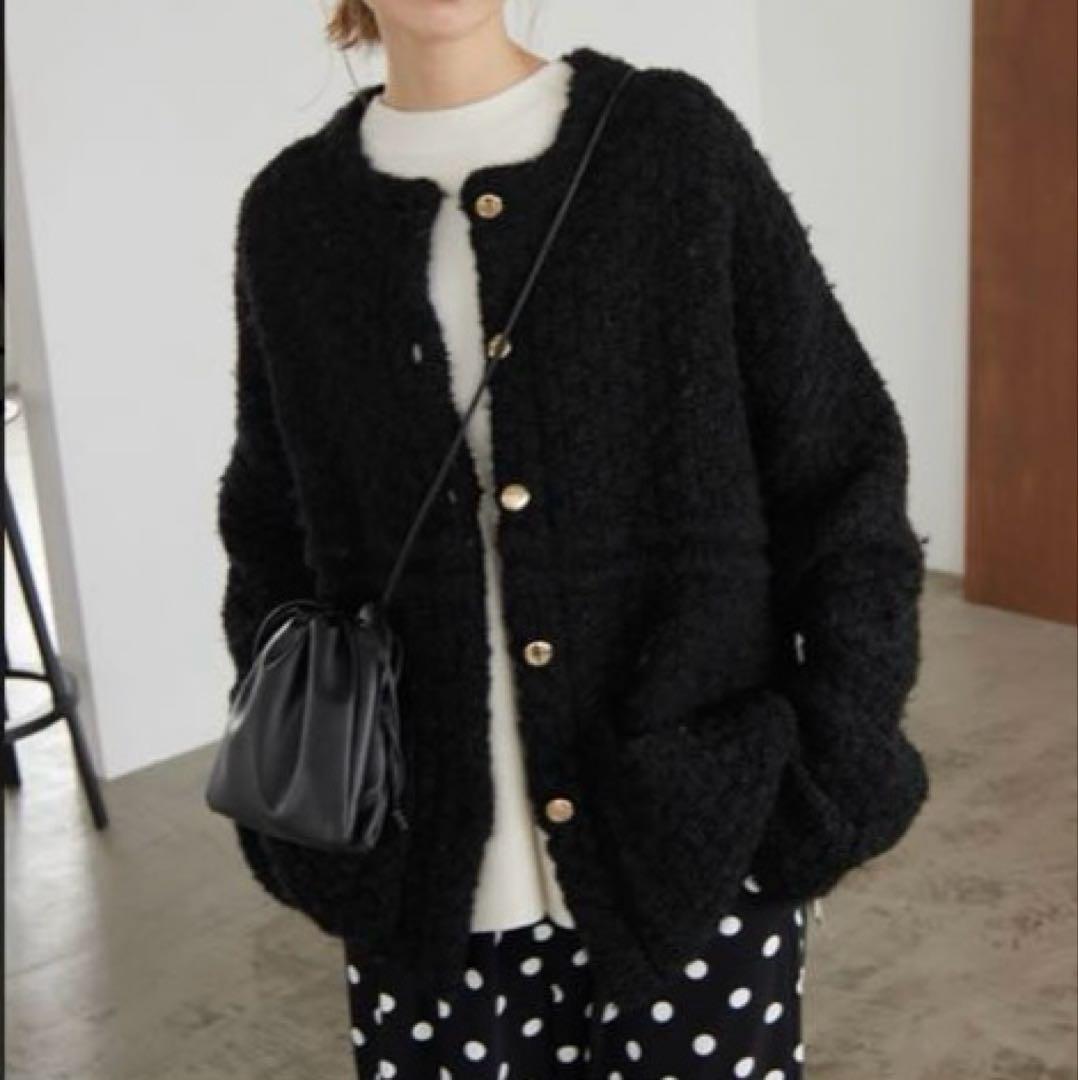 SLOBE IENA 金ボタンツィーディジャケット　ブラック