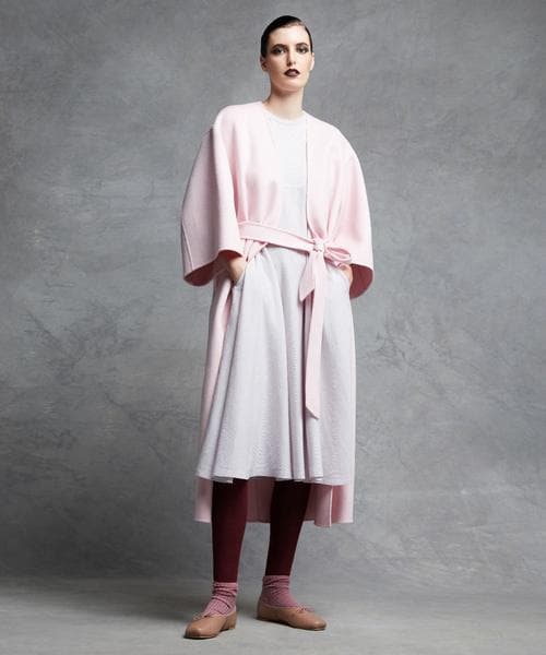 Drawer ドゥロワー ウール カシミヤ メランジ ケヌキ V ネック コート