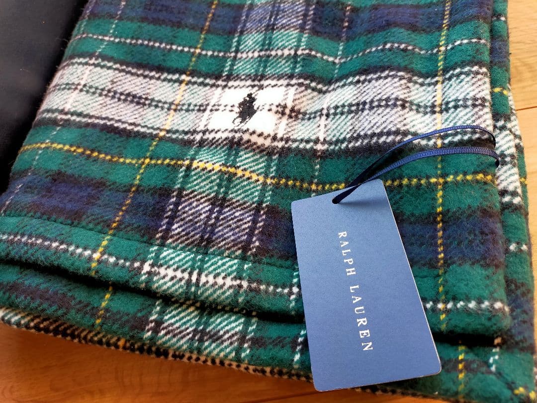 新品ラルフローレンRalph Laurenハーフコットンブランケット２枚ひざ掛け