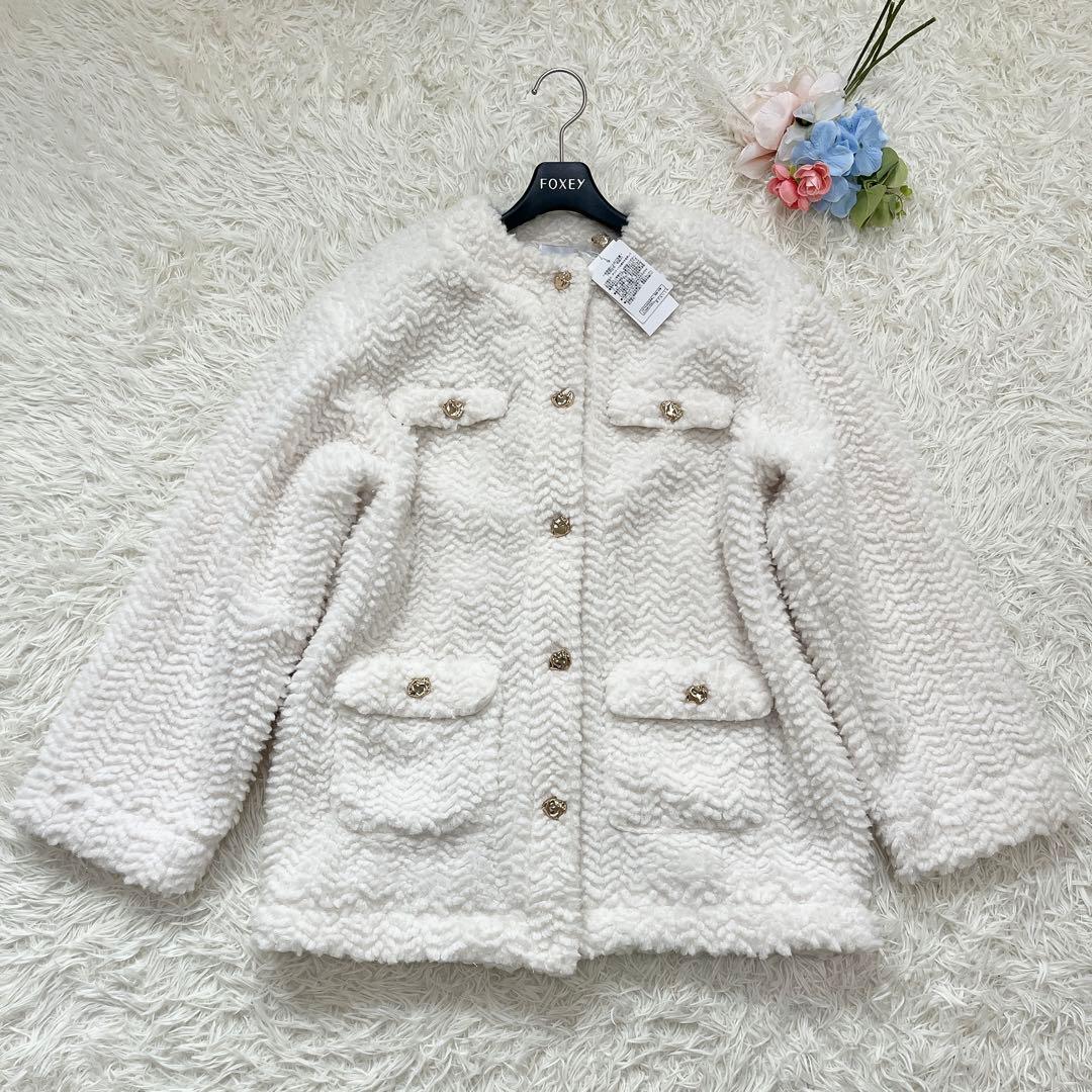 未使用タグ付き✨dazzlin ダズリンボアフレンチブルゾン オフホワイト