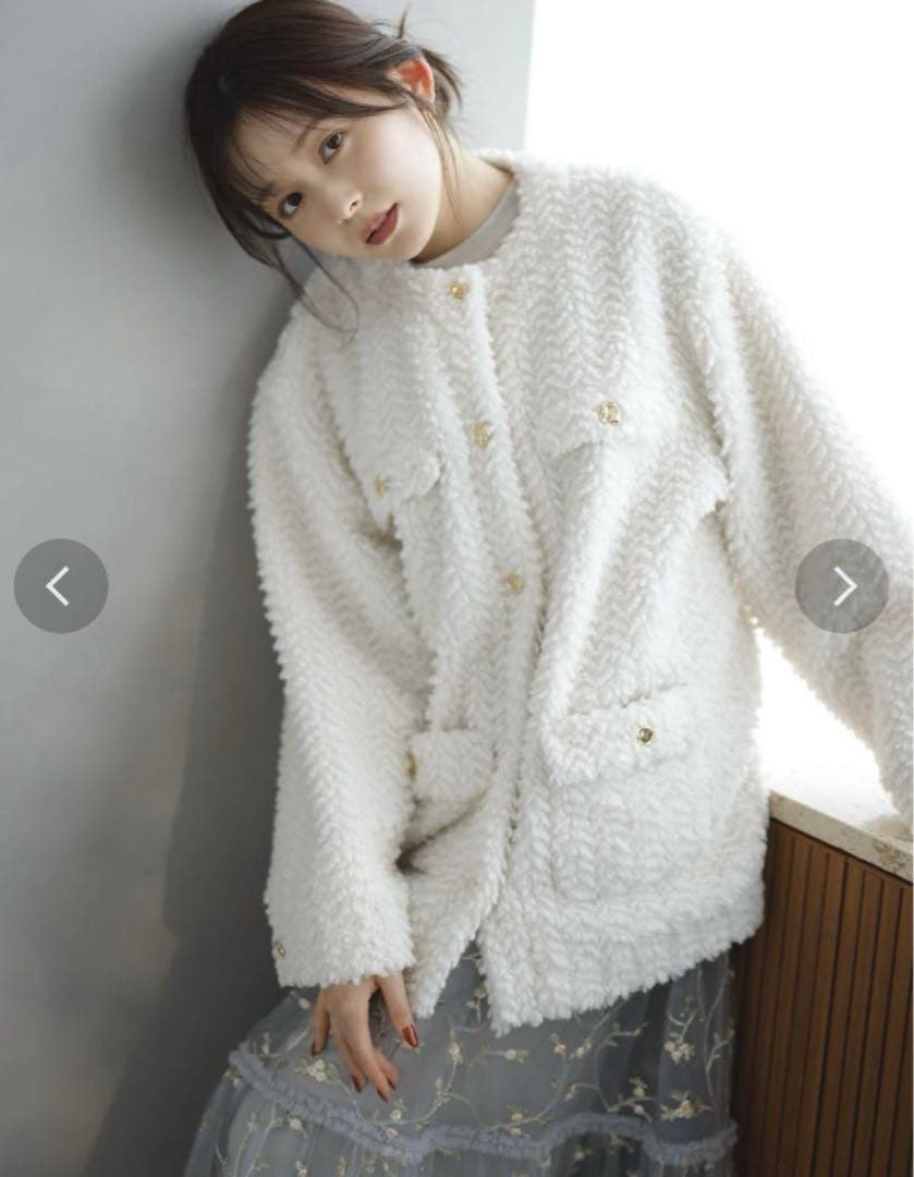 未使用タグ付き✨dazzlin ダズリンボアフレンチブルゾン オフホワイト