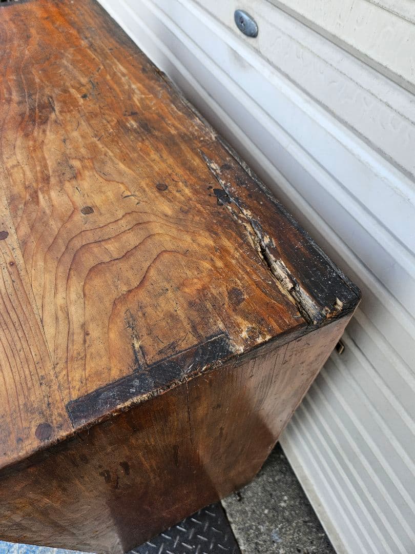 日本のアンティーク 古い木の下駄箱 シューズボックス 傘入れ付き 棚 収納