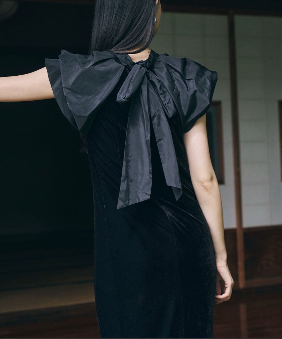 ワンピース ANDRESD drape velour dress