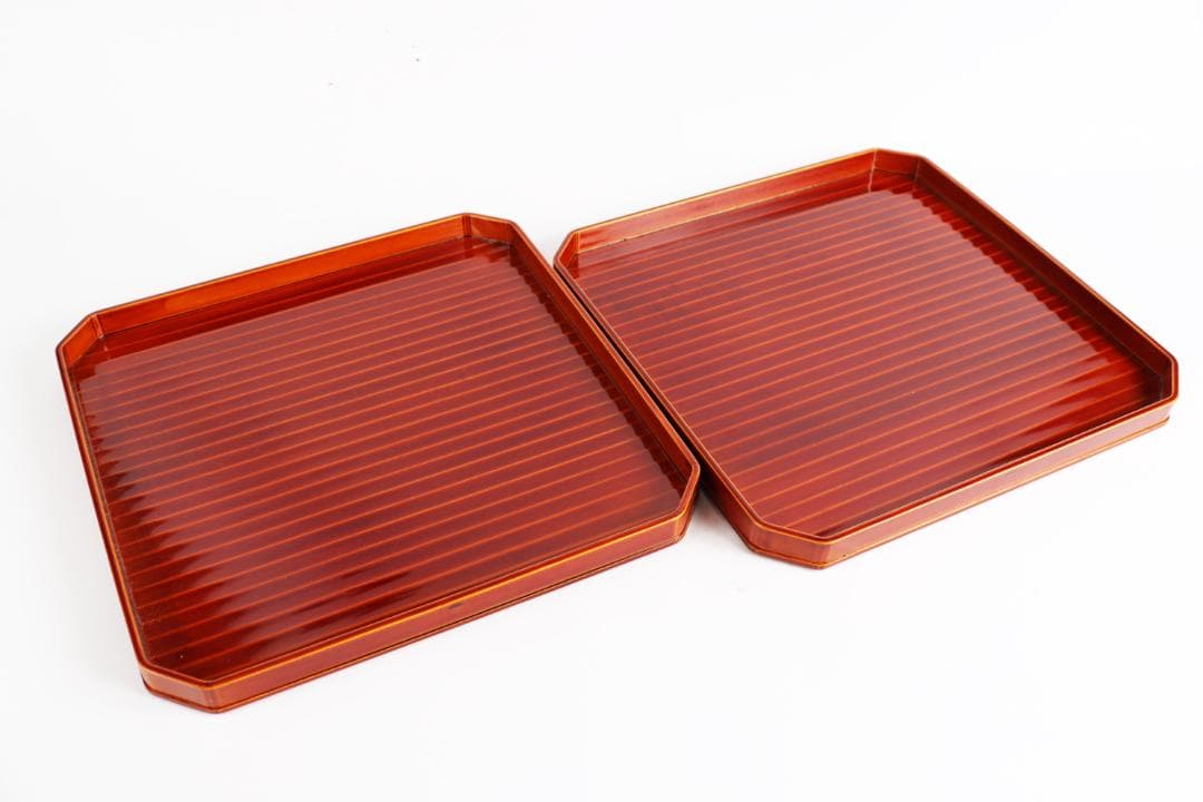 飛騨春慶塗 四方膳 懐石膳 隅切四方膳 五枚　茶道具