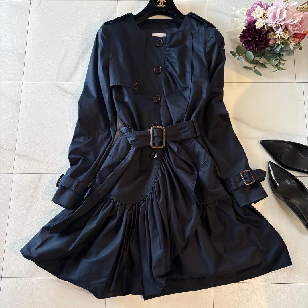 MOSCHINO CHEAPANDCHIC ノーカラー　フリルトレンチコート42