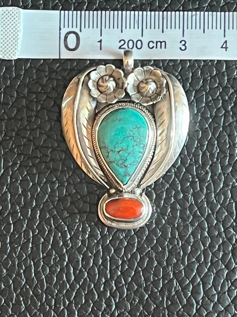 navajo ZUNI ターコイズ コーラル 925 トップ フラワー