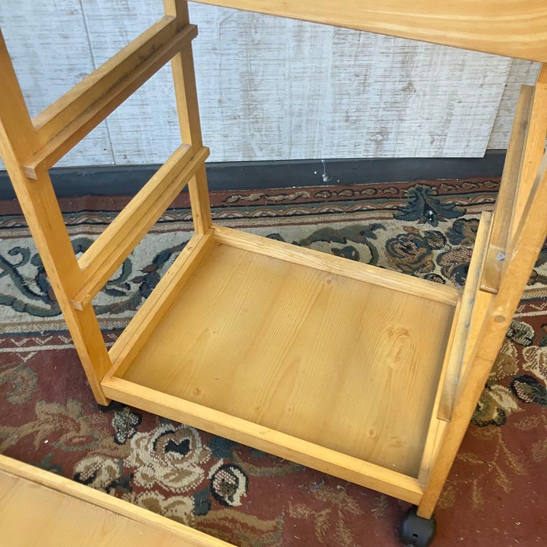 昭和レトロ 大理石天板張り 木製キッチンワゴン キャスター付き キッチンカート