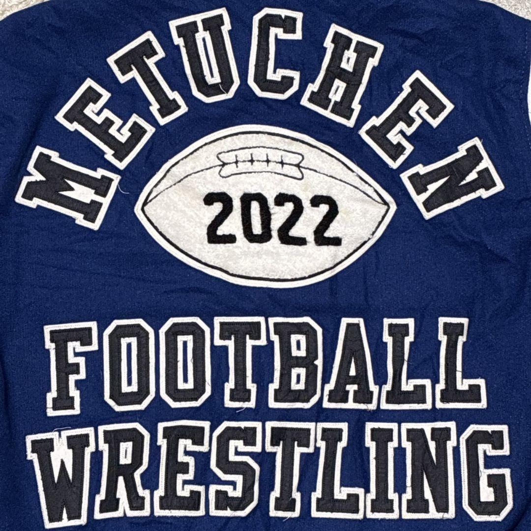 USA製✨スタジャン カレッジ メルトンウール×レザー 両面刺繍ロゴ 中綿 XL