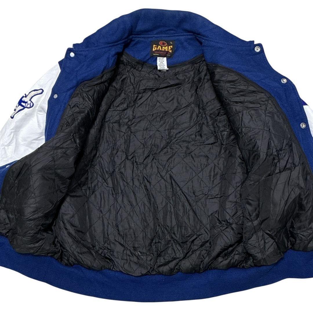 USA製✨スタジャン カレッジ メルトンウール×レザー 両面刺繍ロゴ 中綿 XL