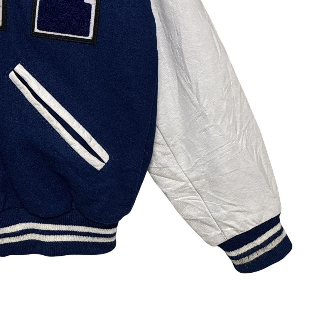 USA製✨スタジャン カレッジ メルトンウール×レザー 両面刺繍ロゴ 中綿 XL