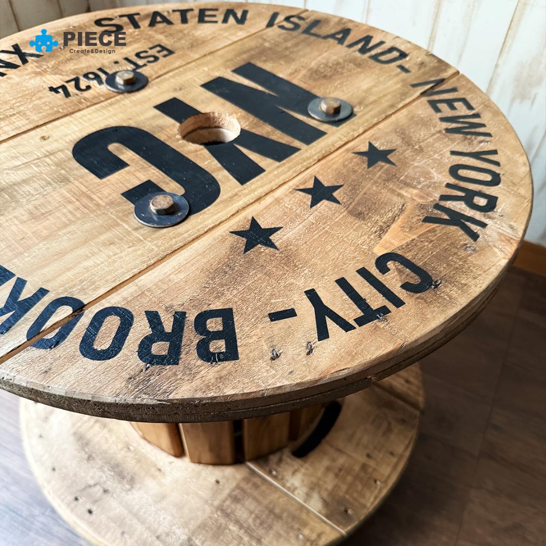 ケーブルドラム 電線ドラム テーブル アメリカン インテリア ガレージ 古材NY