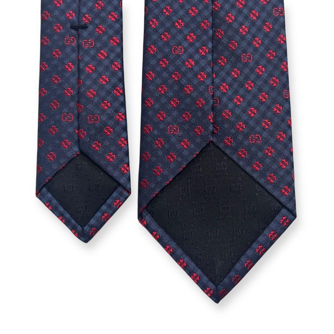 未使用美品✨現行タグ✨GUCCI ネクタイ　グッチ　GG柄　クローバー　ナロー