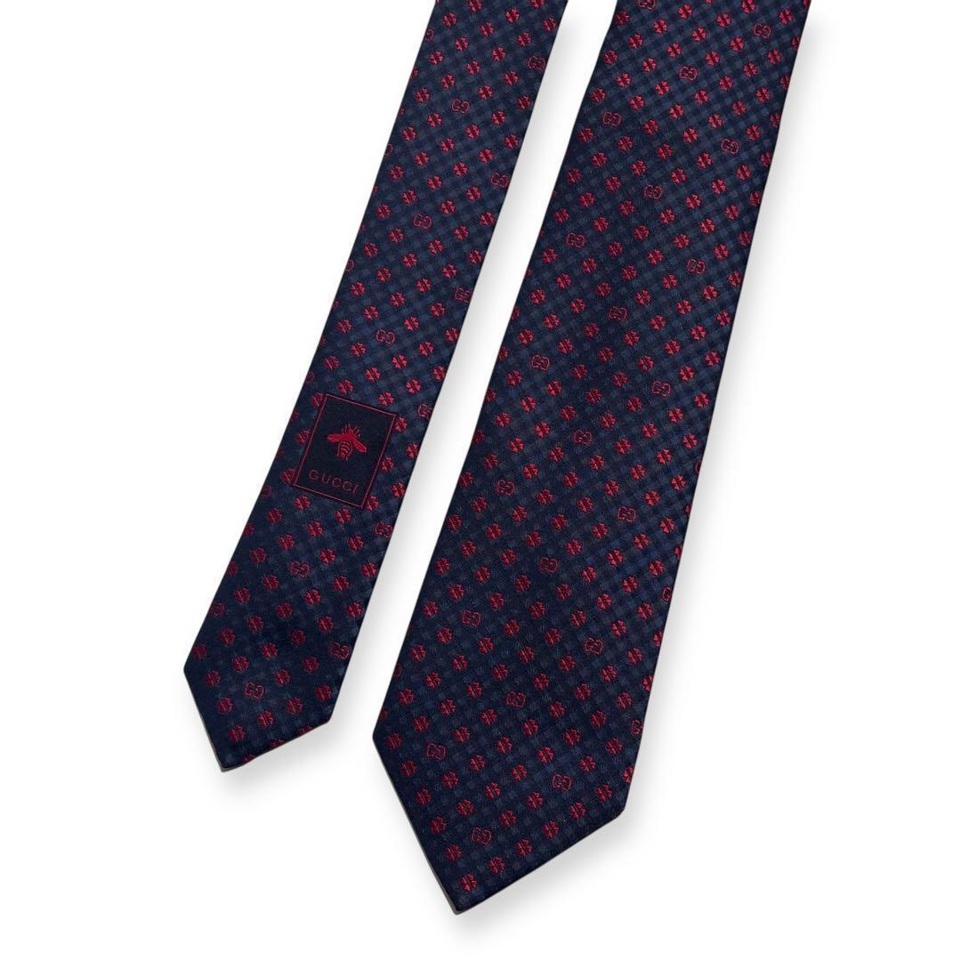 未使用美品✨現行タグ✨GUCCI ネクタイ　グッチ　GG柄　クローバー　ナロー