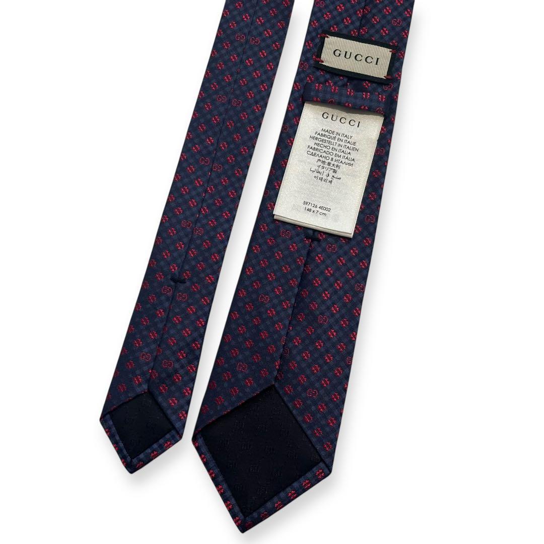 未使用美品✨現行タグ✨GUCCI ネクタイ　グッチ　GG柄　クローバー　ナロー