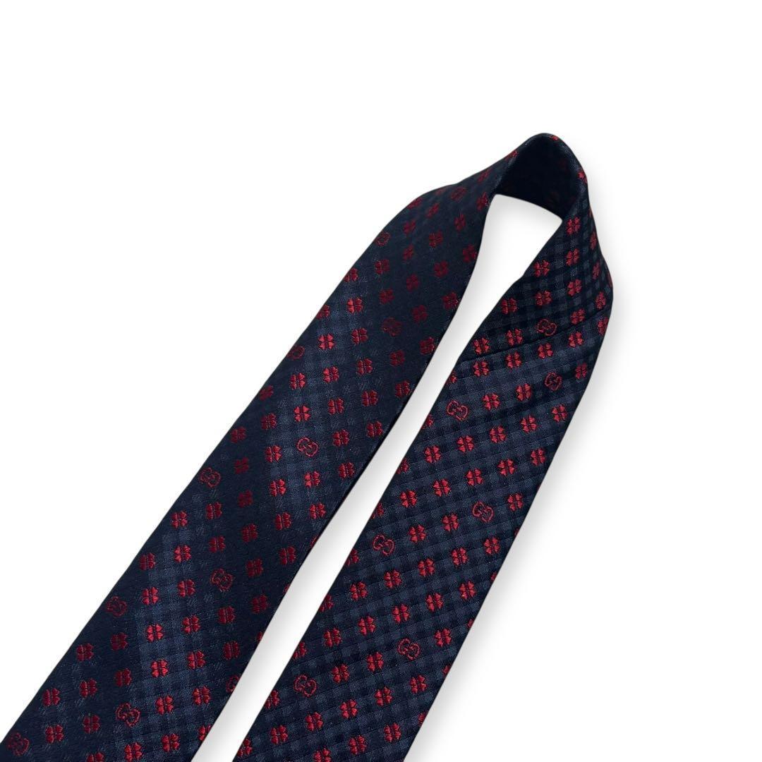 未使用美品✨現行タグ✨GUCCI ネクタイ　グッチ　GG柄　クローバー　ナロー