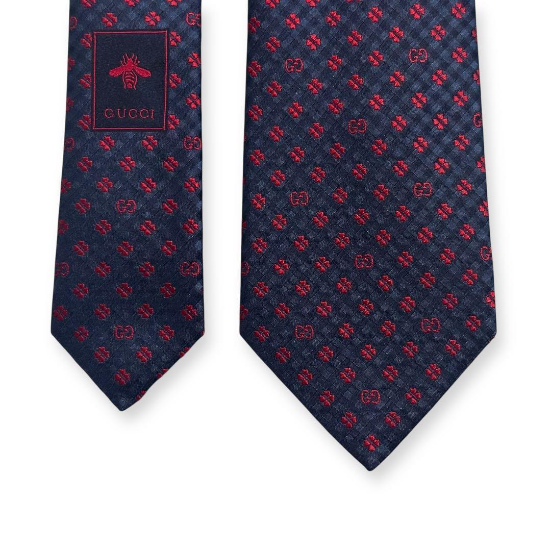 未使用美品✨現行タグ✨GUCCI ネクタイ　グッチ　GG柄　クローバー　ナロー