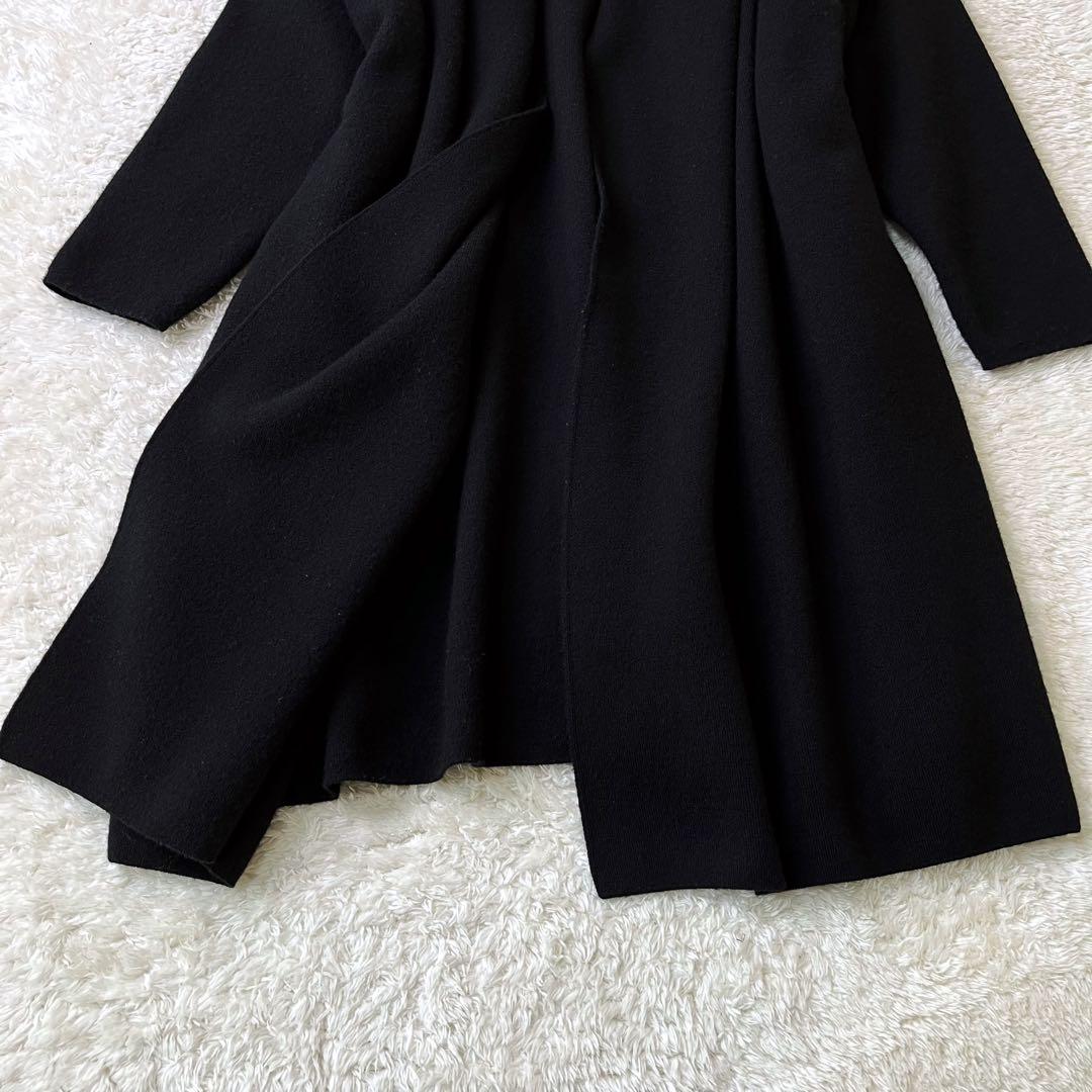 MUSEミューズドゥドゥーズィエムクラススムースニットガウンコートウール黒F