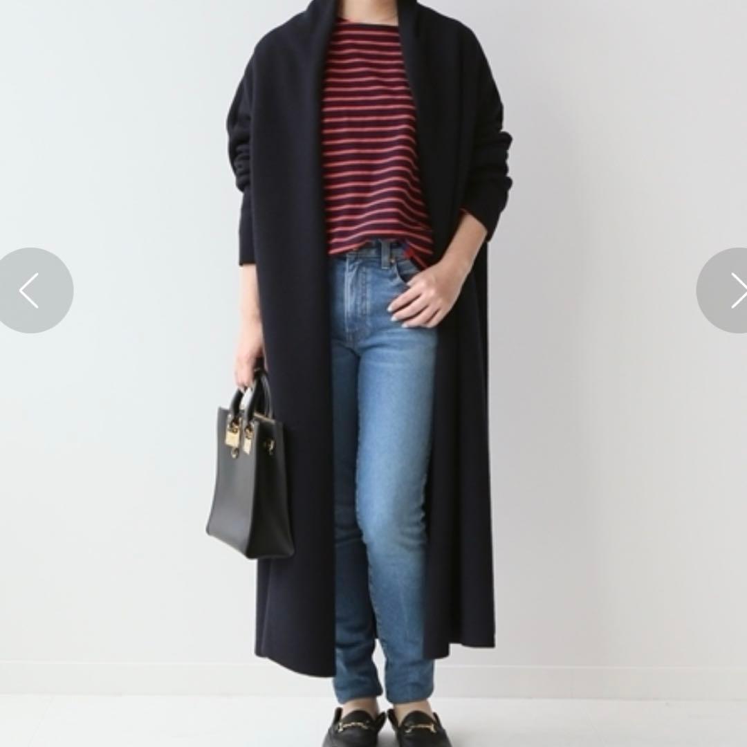 MUSEミューズドゥドゥーズィエムクラススムースニットガウンコートウール黒F