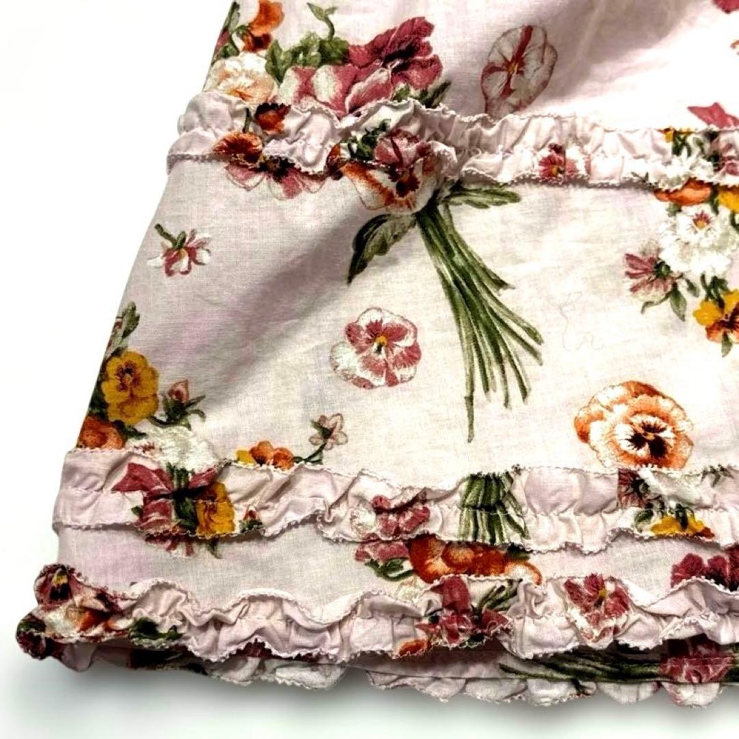 【極美品/近年モデル】ピンクハウス　ロングワンピース　パンジー柄　フリル　リボン