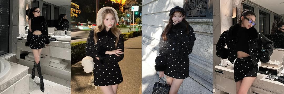 ダーリッチ darich ドットツイードベルトミニスカート ブラック BLK M