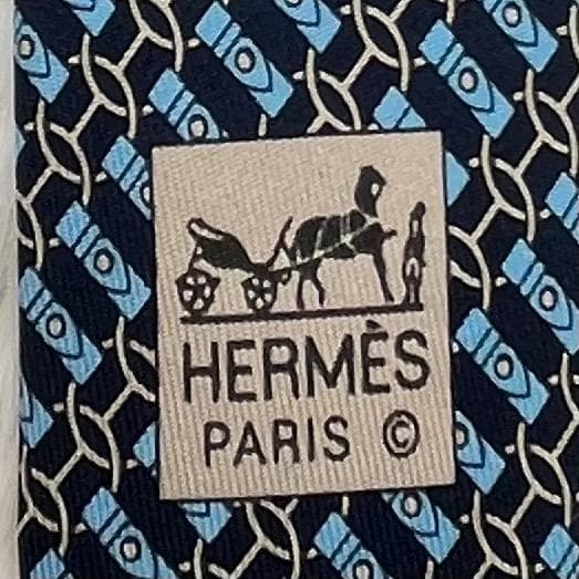 極美品✨エルメス　HERMES 　ネクタイ　シルク100％　ブルー系