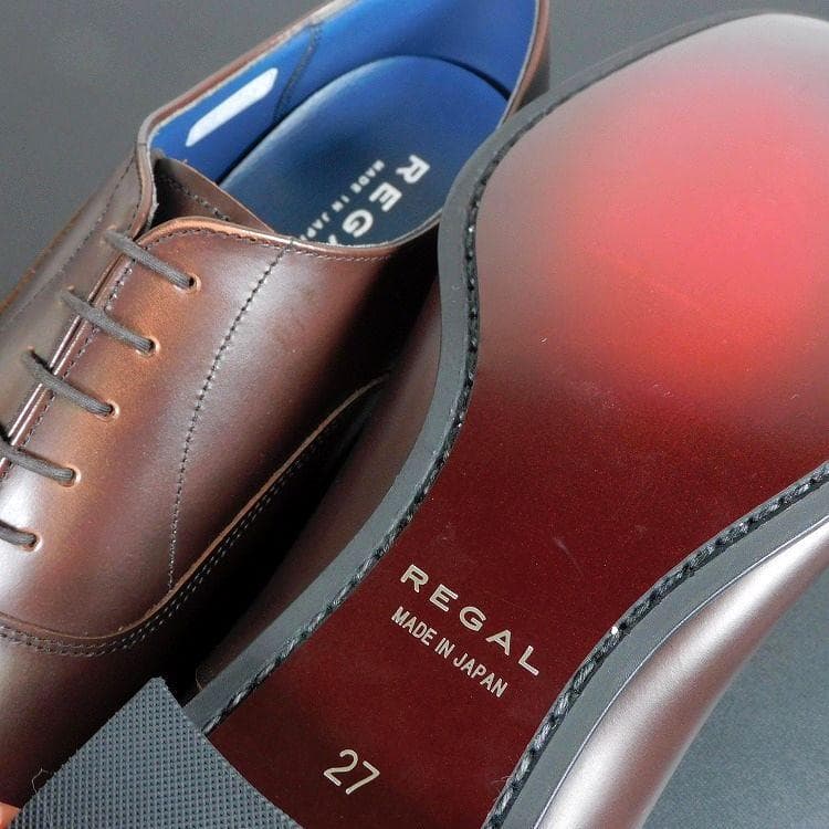 ポン太　新品 REGAL リーガル 27cm 茶 内羽根 ストレートチップ