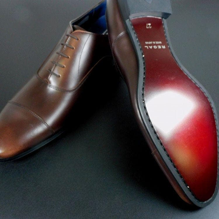 ポン太　新品 REGAL リーガル 27cm 茶 内羽根 ストレートチップ