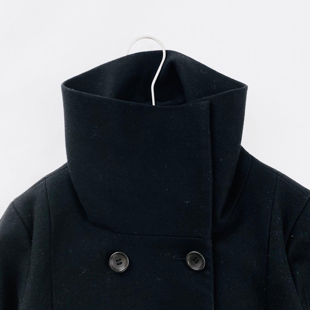 2961A美品　セオリー　スタンドカラーショートウールコート 黒 大きいサイズ