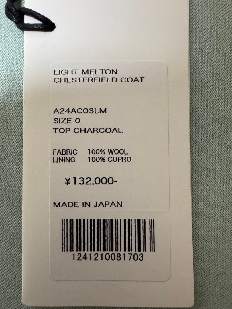 ジャケット・アウター AURALEE LIGHT MELTON CHESTERFIELD COAT