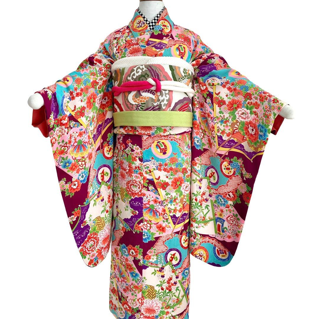 縮緬　ちりめん　アンティーク　女の子　子供着物　七五三　アンティーク着物　N22