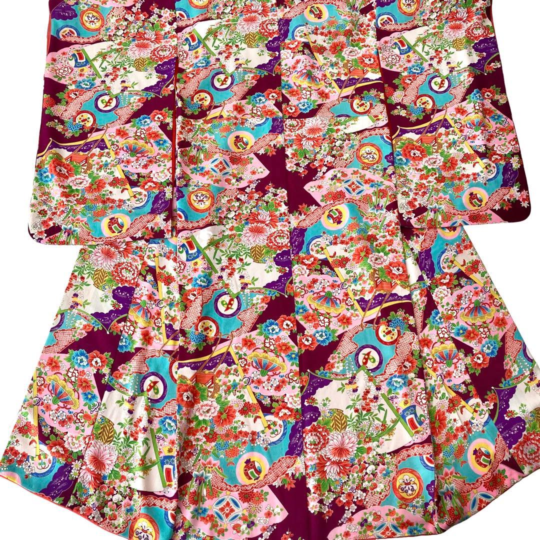 縮緬　ちりめん　アンティーク　女の子　子供着物　七五三　アンティーク着物　N22