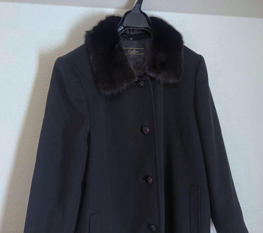 極美品　Leilian レリアン カシミヤ100% リアルファー 2way