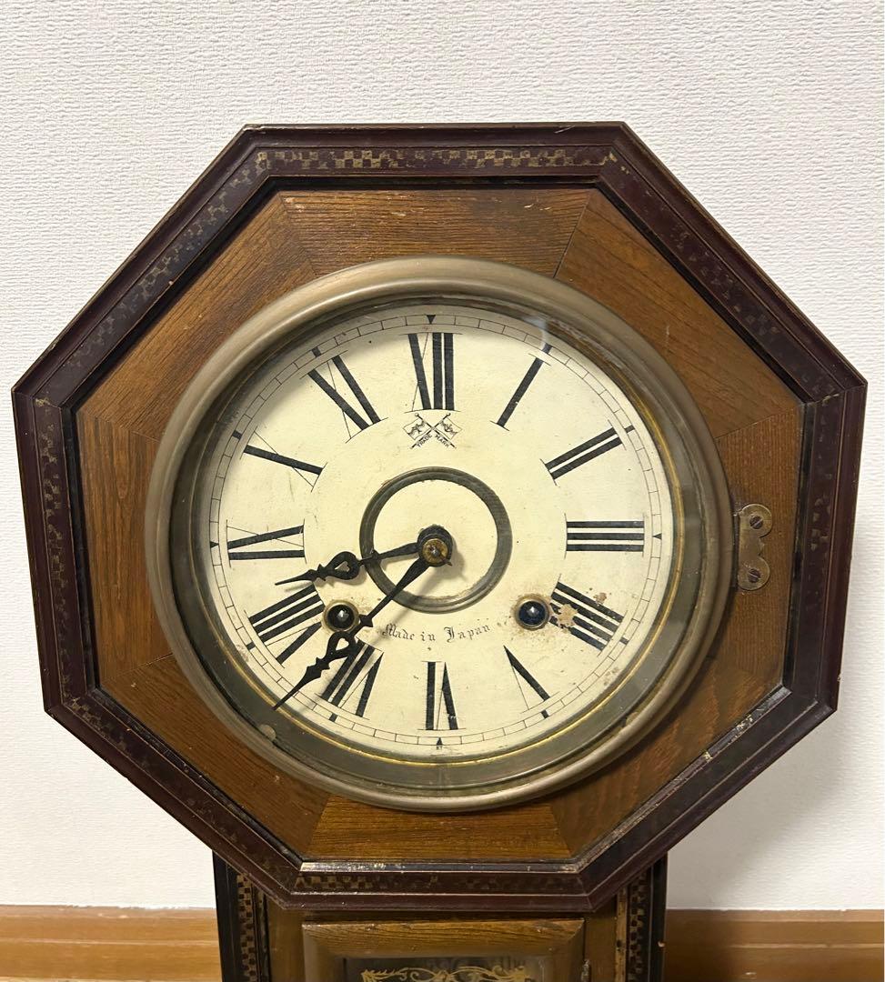 レア品　明治　レトロ 古時計 振り子時計 掛時計 柱時計　ぜんまい アンティーク