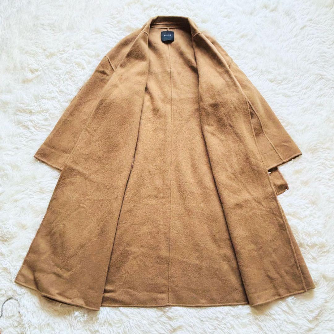 N.O.R.C ノーク ウールリバー　ロングコート キャメル　ベルト付き
