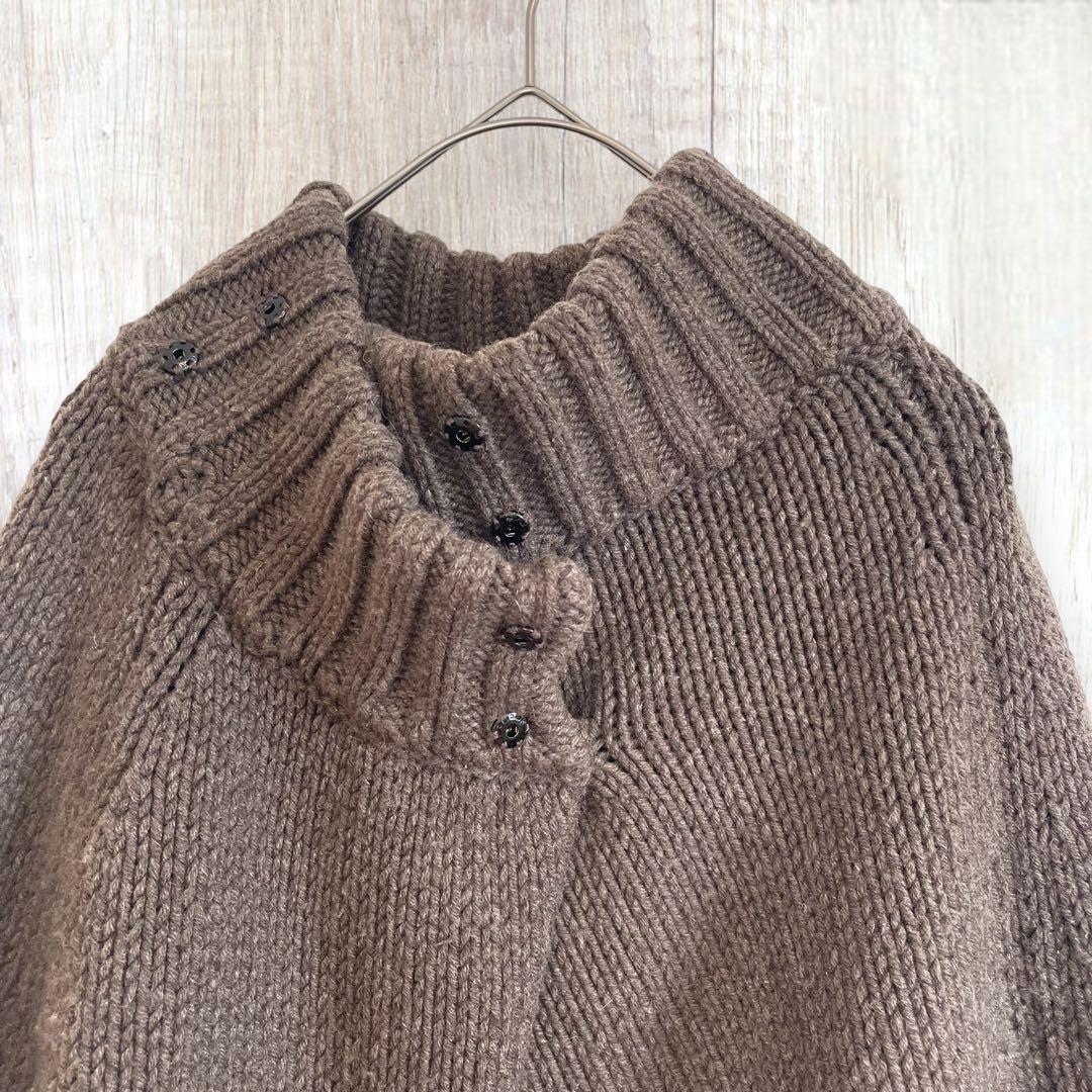 【 エンリーベグリン 】ニットポンチョ カシミヤ カシミア ウール 茶 イタリア