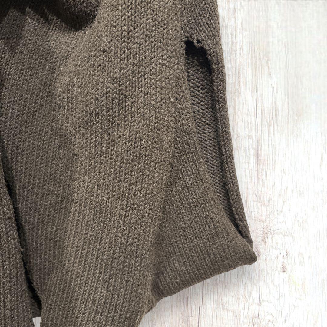 【 エンリーベグリン 】ニットポンチョ カシミヤ カシミア ウール 茶 イタリア