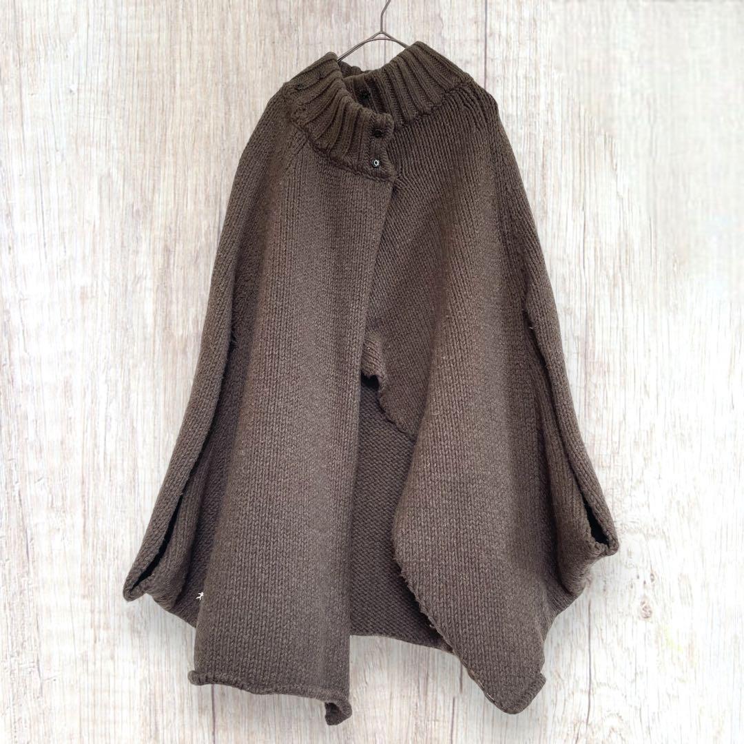 【 エンリーベグリン 】ニットポンチョ カシミヤ カシミア ウール 茶 イタリア