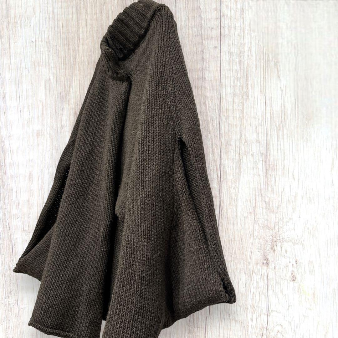 【 エンリーベグリン 】ニットポンチョ カシミヤ カシミア ウール 茶 イタリア