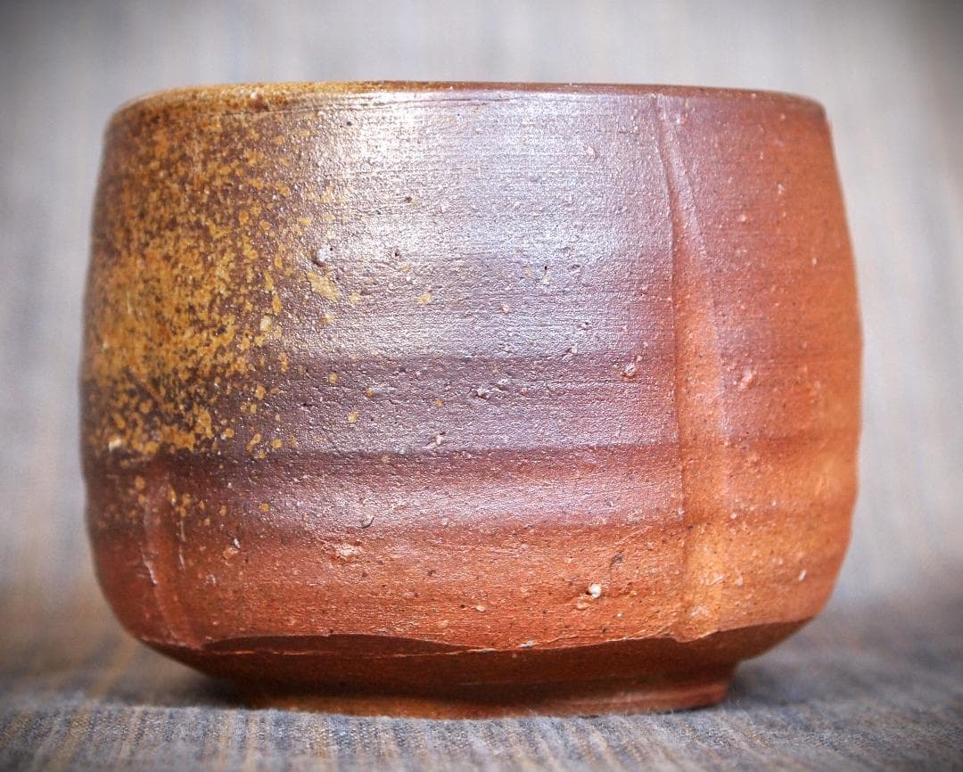 人気作家★中村真【師：中村六郎・金重道明】備前（窯変）湯のみ★共箱