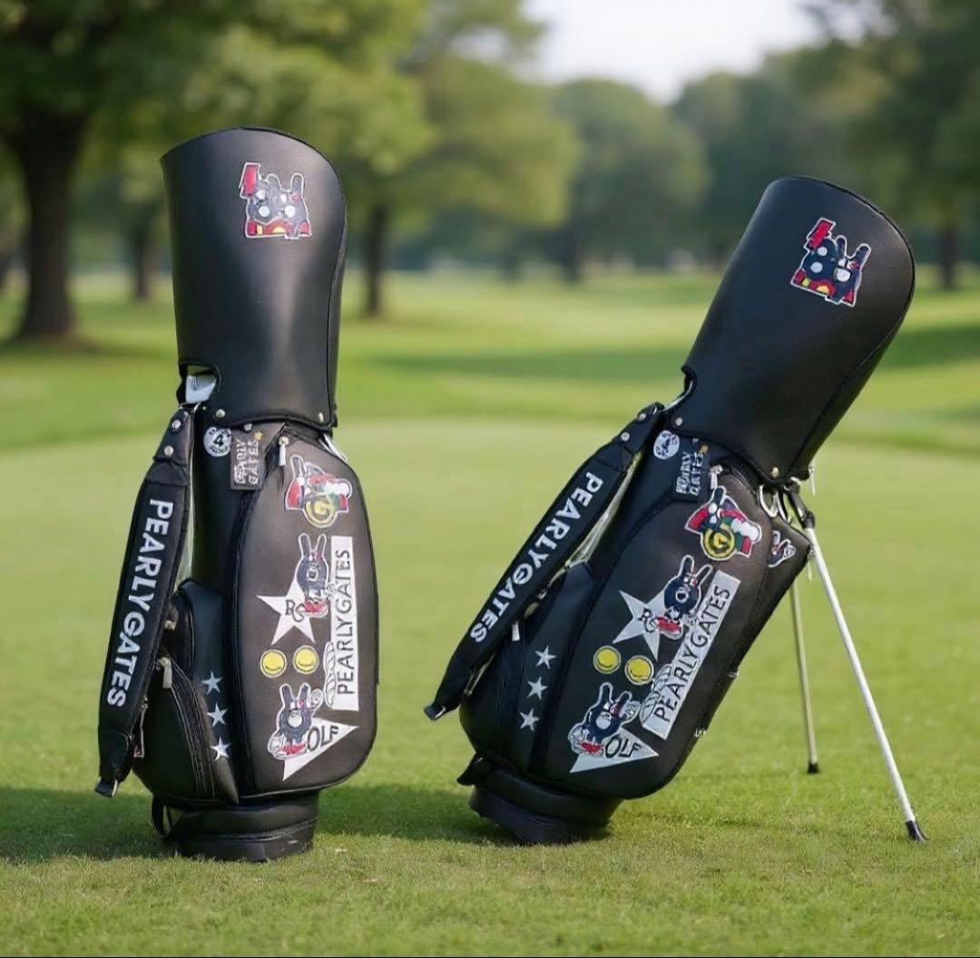 PEARLY GATES ブラックキャディバッグ　パーリーゲイツ　合成革