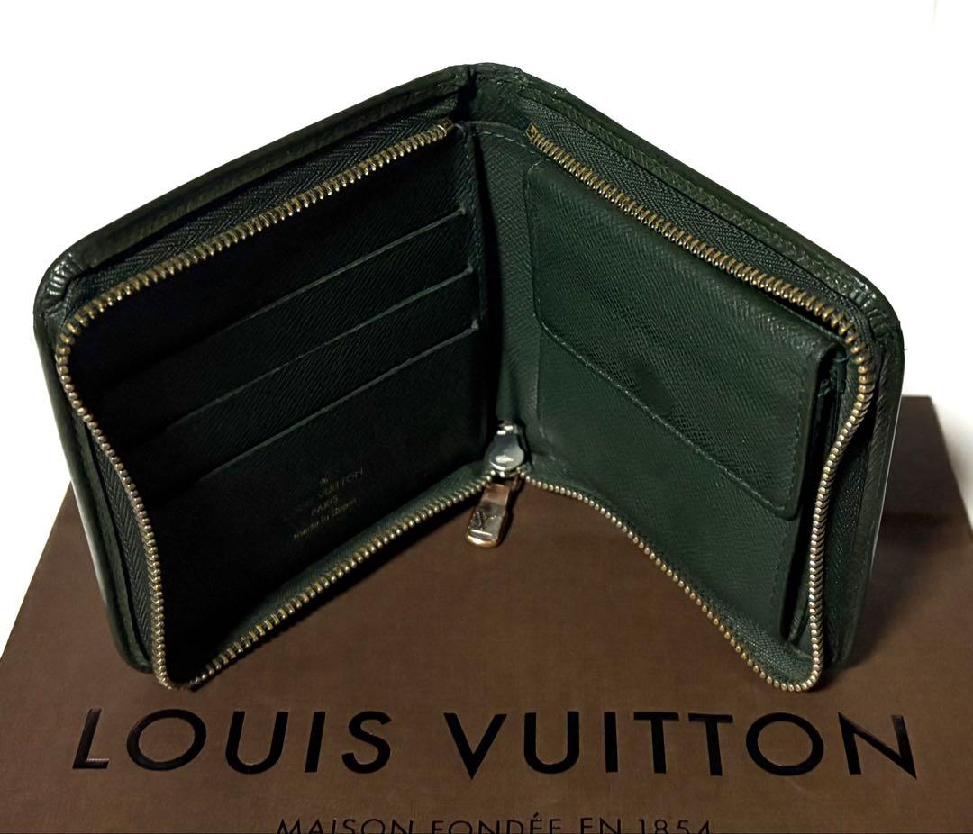 パパ！Louis Vuitton☆グリーンレザー 折り財布☆保管ケース